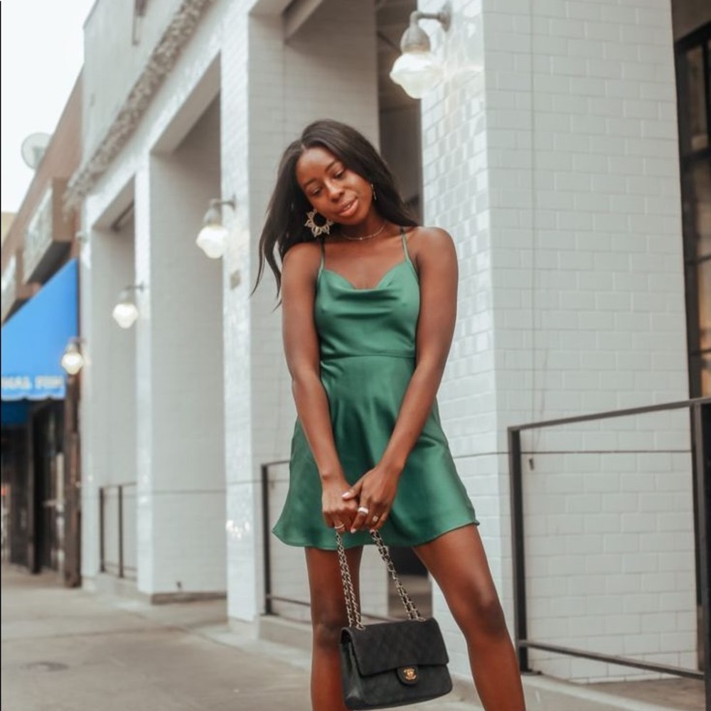 Abercrombie & Fitch Emerald Green Satin Mini Dress